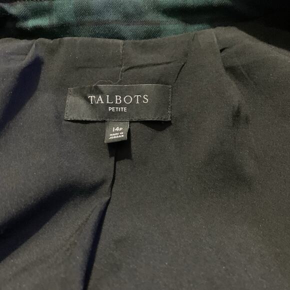 Talbots Blazer Jacket Women's 14 P Plaid Velvet Trim One Button Lined - Picture 6 of 7